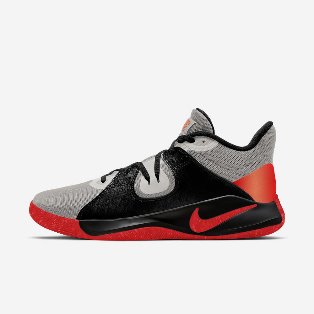 Chaussure De Basket Nike Fly.By Mid Grise 8357-240 Enigma Stone/Chile Red/Camellia/Black Femme | IVQ-50965887